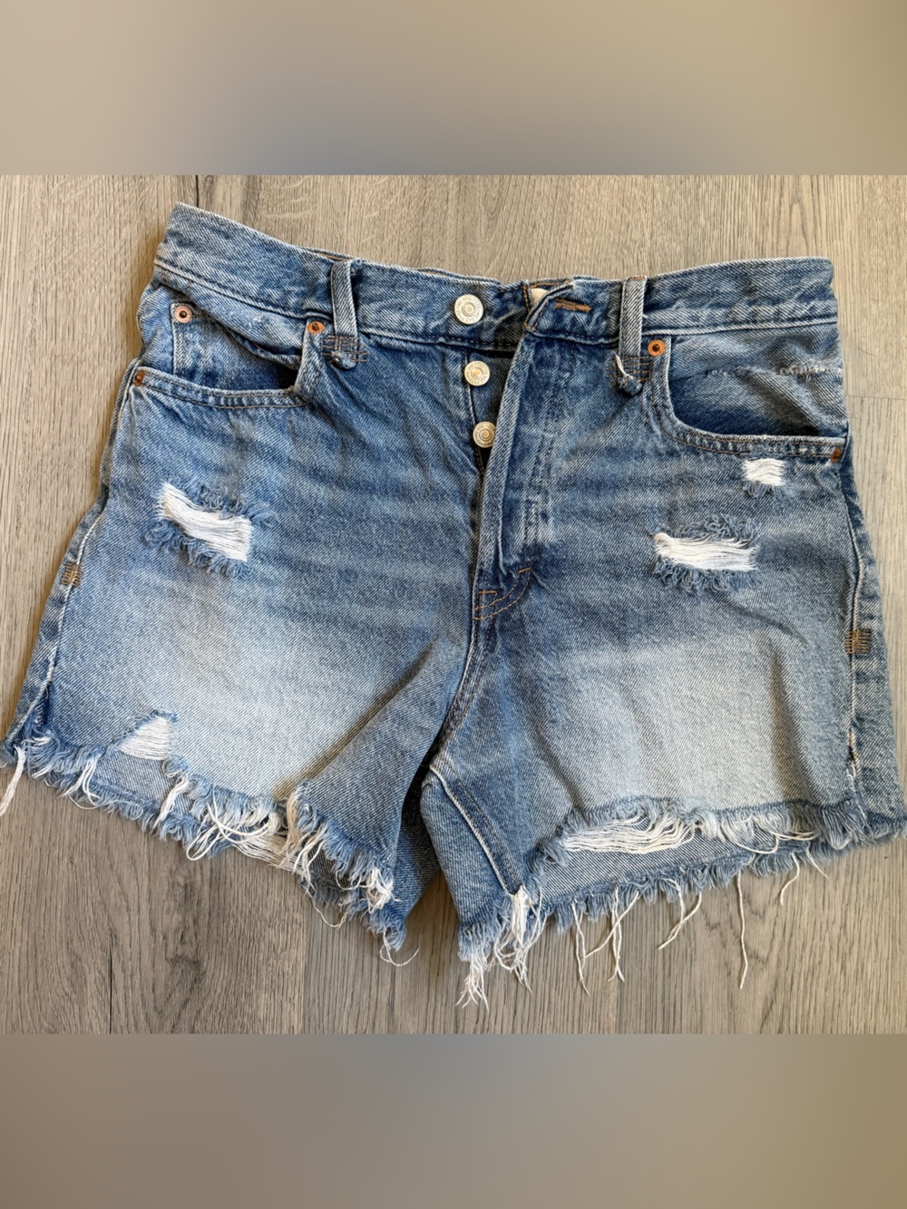We The Free High Waisted Cut Off Denim Shorts Sz 27